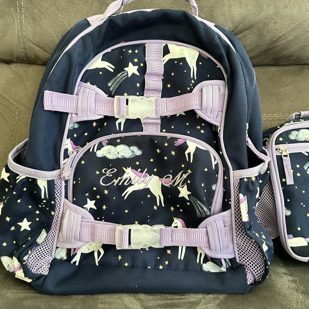 Mackenzie Navy Night Unicorn Glow-in-the-Dark Backpack and Lunch Box